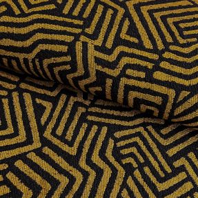 Decoration fabric jacquard Mesopotamie noir jaune