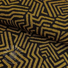 Decoration fabric jacquard Mesopotamie noir jaune