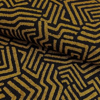 Decoration fabric jacquard Mesopotamie noir jaune