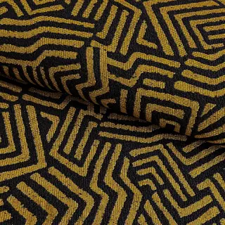 Decoration fabric jacquard Mesopotamie noir jaune