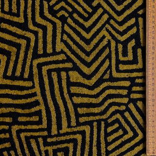 Decoration fabric jacquard Mesopotamie noir jaune