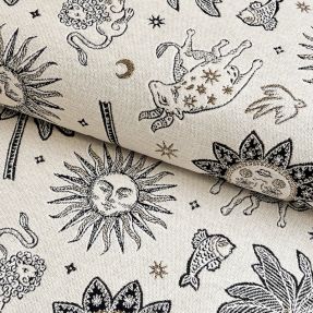 Decoration fabric jacquard Pygmalion ecru noir