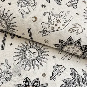 Decoration fabric jacquard Pygmalion ecru noir