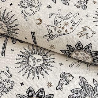 Decoration fabric jacquard Pygmalion ecru noir
