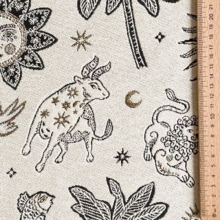 Decoration fabric jacquard Pygmalion ecru noir