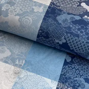 Decoration fabric FRENCH TABLE CLOTH JACQUARD Niwa allover indigo