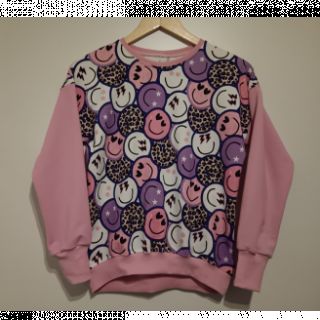 Sweat fabric Happy faces purple digital print