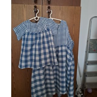 Double gauze/muslin Double sided CHECKS MINI indigo