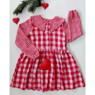 Double gauze/muslin Double sided CHECKS MINI red