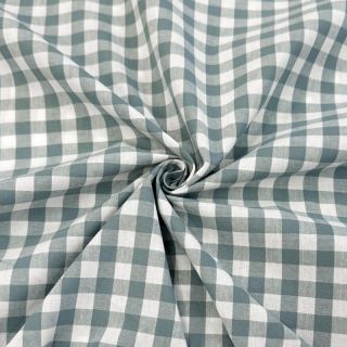 Cotton fabric Check teal