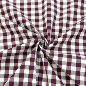 Cotton fabric Check aubergine