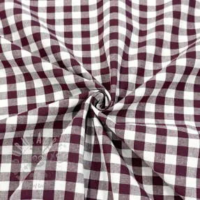 Cotton fabric Check aubergine