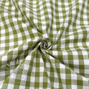Cotton fabric Check old lime