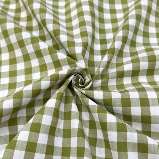 Cotton fabric Check old lime