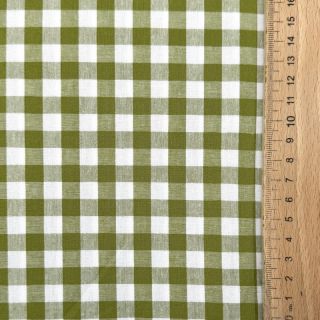 Cotton fabric Check old lime