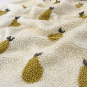Coat fabric TEDDY JACQUARD Pears old lime