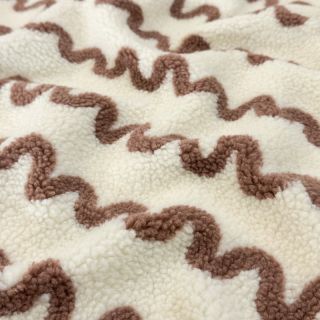 Coat fabric TEDDY JACQUARD Waves camel