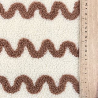 Coat fabric TEDDY JACQUARD Waves camel