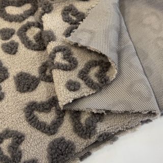 Coat fabric TEDDY Hearts sand