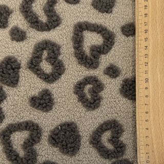 Coat fabric TEDDY Hearts sand