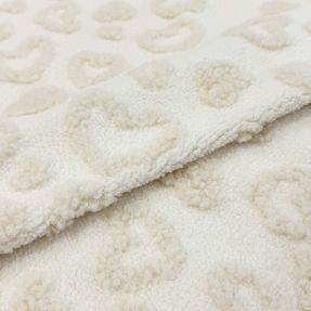 Coat fabric TEDDY Hearts off white