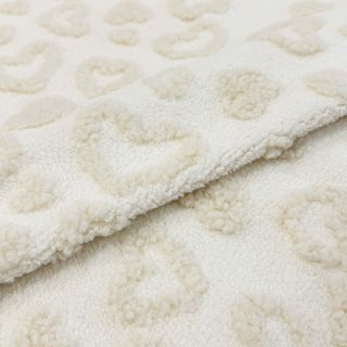 Coat fabric TEDDY Hearts off white