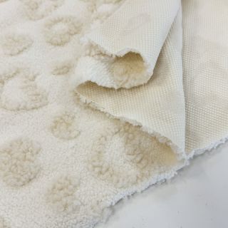 Coat fabric TEDDY Hearts off white