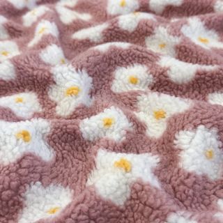 Coat fabric TEDDY Daisy old pink
