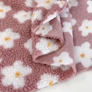 Coat fabric TEDDY Daisy old pink