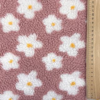 Coat fabric TEDDY Daisy old pink