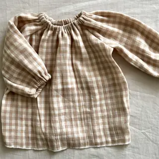 Double gauze/muslin Double sided CHECKS MINI beige
