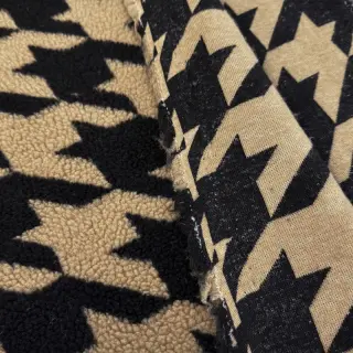 Coat fabric TEDDY JACQUARD PIED DE POULE camel