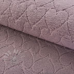 Coat fabric TEDDY Hearts in hearts mauve