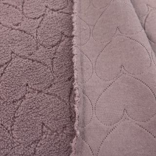 Coat fabric TEDDY Hearts in hearts mauve