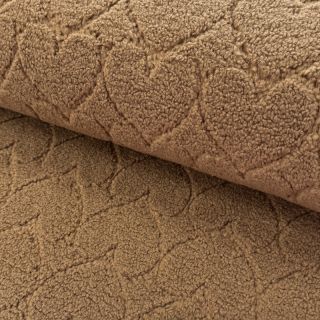 Coat fabric TEDDY Hearts in hearts brown