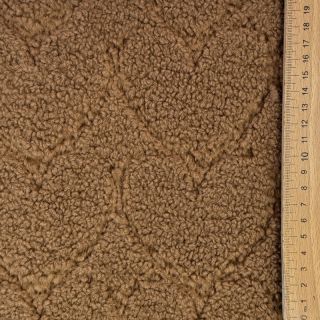 Coat fabric TEDDY Hearts in hearts brown