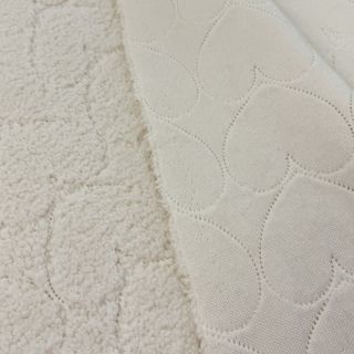 Coat fabric TEDDY Hearts in hearts ecru