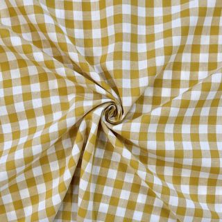 Cotton fabric Check ochre