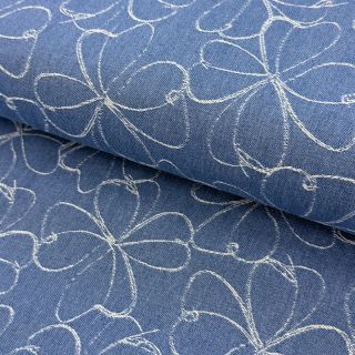 JEANS DENIM JACQUARD Flowers indigo