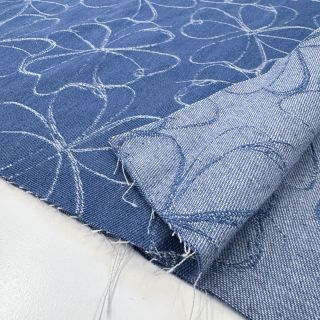 JEANS DENIM JACQUARD Flowers indigo
