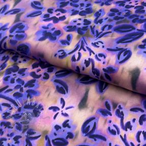 Cotton fabric SATIN Purple flowers digital print