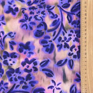 Cotton fabric SATIN Purple flowers digital print