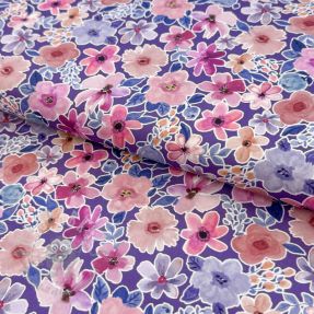 Cotton fabric Significant flowers purple digital print