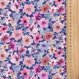 Cotton fabric Significant flowers purple digital print
