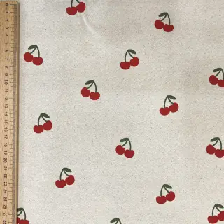 Decoration fabric Linenlook Cherries natural