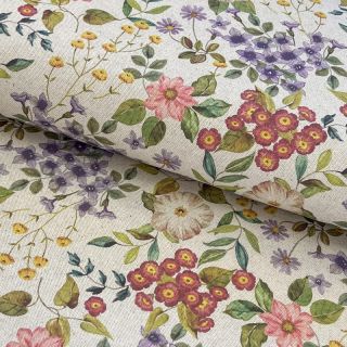 Decoration fabric Linenlook Flowers meadow digital print