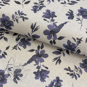 Decoration fabric Linenlook Night flowers digital print