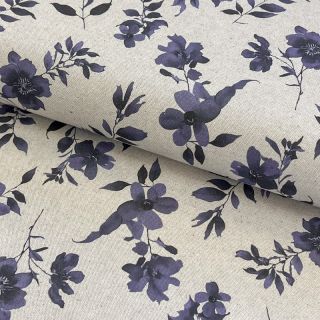 Decoration fabric Linenlook Night flowers digital print