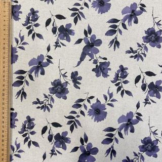 Decoration fabric Linenlook Night flowers digital print