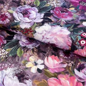 Decoration fabric Oil painting flowers mauve digital print
